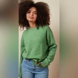 American Eagle Women Green Whoa So Soft Crewneck Sweater